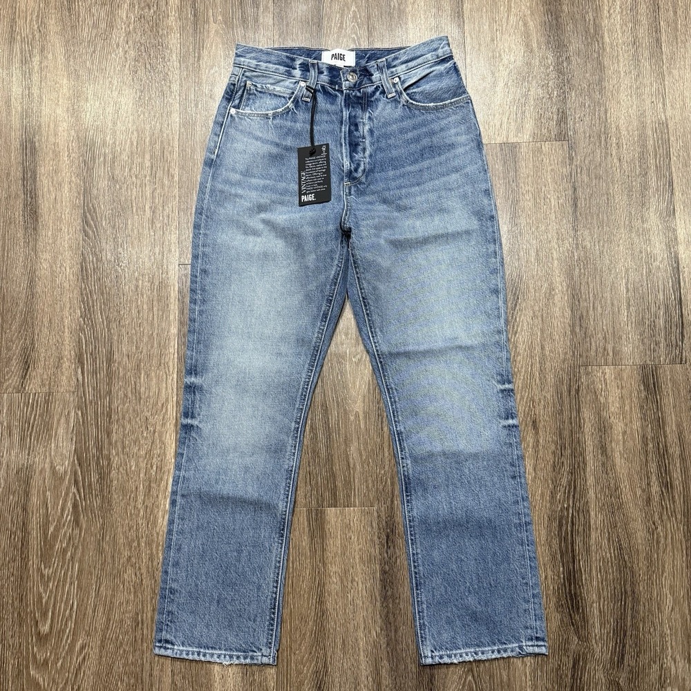 Paige Women's Billy Crop High Rise Straight Leg Jeans Size 25 Mid Blue Wash
